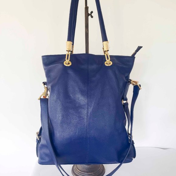 Kristen Bell Blue Pebbled Leather Tote - Picture 2 of 7